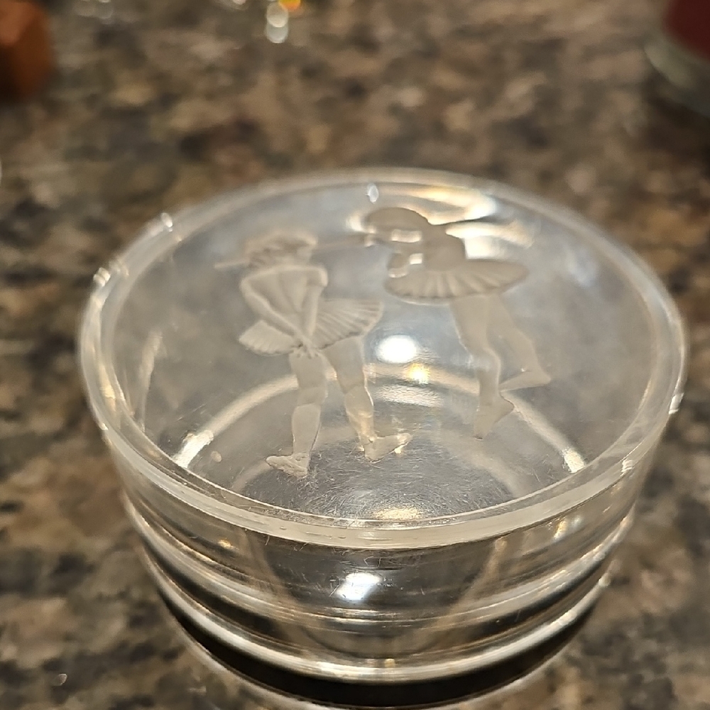 Clear Glass Trinket Box with Ballerina Design